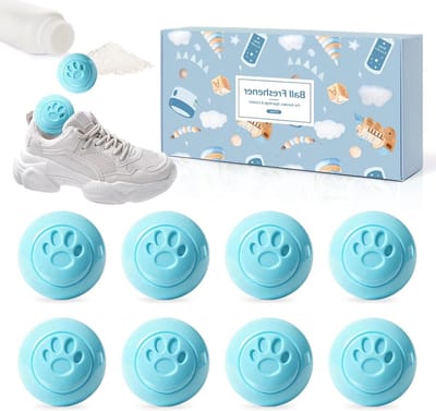 Deodorizer ballen voor sportschoenen en tassen, 8 stuks, babypoudergeur, geurverwijdering voor kluisjes en sportuitrusting