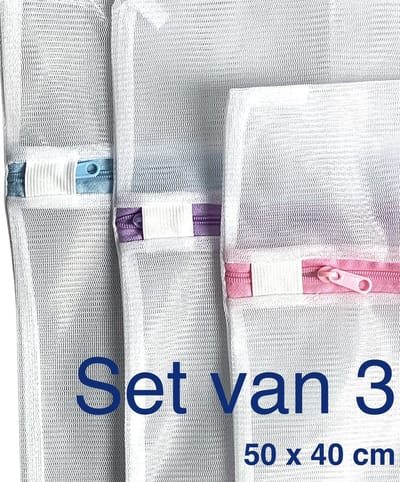 Waszak - Wasnetten voor de wasmachine 3x - opbergtasje 1x - Wit - Roze - Blauw - Paars - 50 x 40 cm - Incl. verzenden - Ritssluiting - Wasnetjes - Washing Bag - Waszakken - Wasnetje bh lingerie - Transparant - 100% polyester - Wasmachine