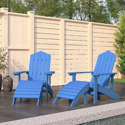 vidaXL - Tuinstoelen - 2 - st - Adirondack - met - voetensteunen - HDPE - aquablauw