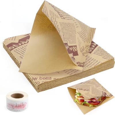 100 Stuks Vette Vrije Papieren Burgerzakken 15x15cm voor Snacks, Friet en Hotdogs, Ideaal voor Afhaalmaaltijden en Feestjes