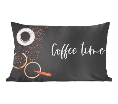 Sierkussens - Kussentjes Woonkamer - 60x40 cm - Quotes - Spreuken - Coffee time - Koffie