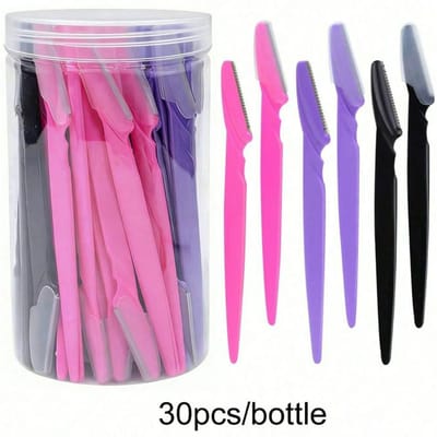 30 stuks/Fles Wenkbrauwscheermes Set, Inclusief Opbergdoosje, Gezichts trimmesjes & Scheermes, Geschikt Voor Gezichts- & Lichaamshaarverwijdering, Schoonheidstoebehoren