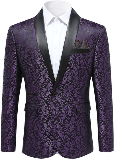 ALLTHEMEN Herren Jacquard Anzugjacke - Bloemenpatroon - S