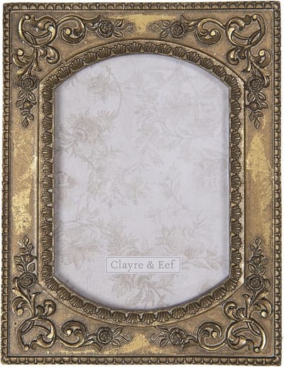 Clayre & Eef Fotolijst 10*15 cm Bruin Kunststof Rechthoek Fotokader Wissellijst Foto Frame