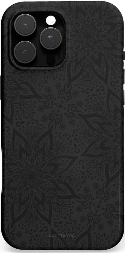 Casetastic hoesje geschikt voor Apple iPhone 16 Pro Max - MagSafe - Dubbellaagse bescherming - Mandala stijl - Fashion Case - Zwart