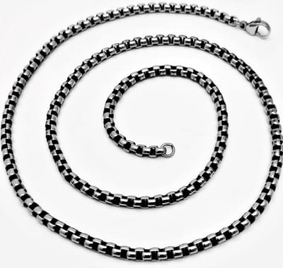 Jasseron Ketting - Stalen Gezwart Zilverkleur - Schakelketting Unisex – 3,5 mm
