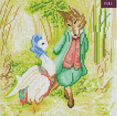 Diamond painting 30 x 30 cm crystal art ronde steentjes - Peter Rabbit puddle duck and mr fox