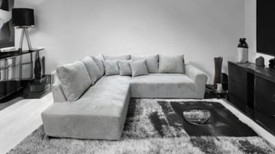 Moderne Hoekbank met Lounge Links – Grijze Ribstof (Corduroy) – Inclusief Kussens – Comfortabele Zit- en Loungebank voor Woonkamer