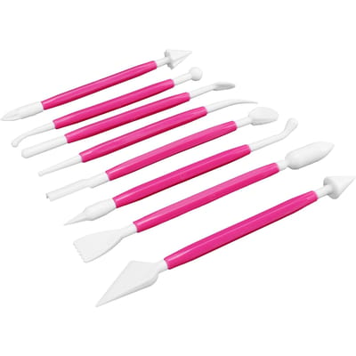 Ensemble d'outils de décoration de gâteau fondant 8 pièces Stylo de gravure Fournitures pour gâteau Outils de pâtisserie DIY Rouge rose rouge rose