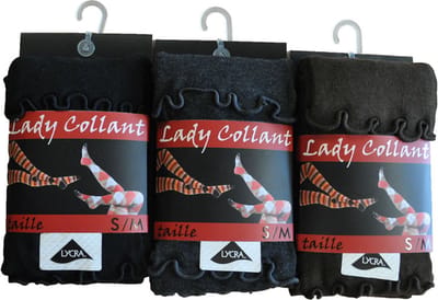 Dames collant 80% katoen- fantasie curly- 5 stuks- maat S/M - assortiment kleuren