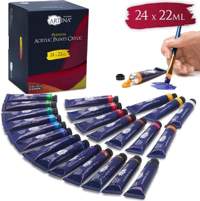 Artina Acrylverf Set 24 Tubes Ã 22ml - Premium Acrylverfen - Acrylverfset voor Schilderen voor Schilderen van Schilderijen op Schildersdoeken