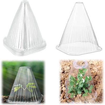 20 plantenhoezen - isolatiehoezen voor zaailingen - vorstbeschermingshoezen voor de tuin - Kegelvormige koudebeschermingshoezen - Herbruikbaar - Beschermt tegen vorst, slakken, insecten en vogels(19*20 cm - Transparant)