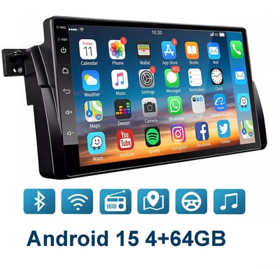 ESSGOO 9 inch Carplay radiogeschikt voor BMW 3 Serie E46 en Rover 75 MG ZT 1998 - 2006 - 4GB + 64GB - Autoradio met navigatie - radio scherm - Android 15 - radio scherm - Bluetooth WIFI RDS FM