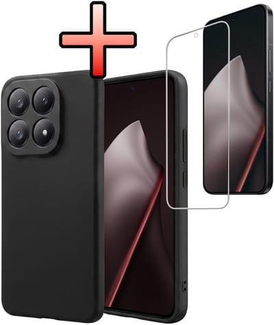Hoesje - Met Screenprotector - Geschikt voor Xiaomi 15T - Sterk & Shockproof - Back Cover - Siliconen Case - Telefoon Hoes - Zwart