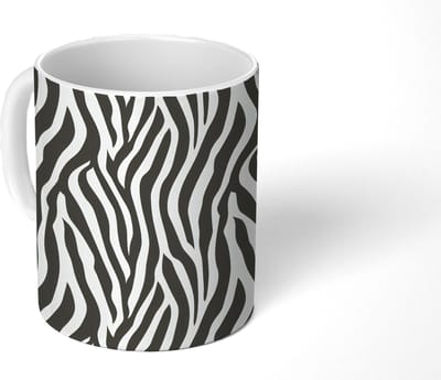 Mok - Koffiemok - Zebra - Print - Klassiek - Zwart - Mokken - 350 ML - Beker - Koffiemokken - Theemok