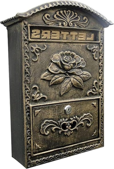 Brievenbus Buiten - Wandmodel brievenbus - Post Opslag - Afsluitbaar met sleutels - 27.5 x 10.2 x 40 cm - Brons