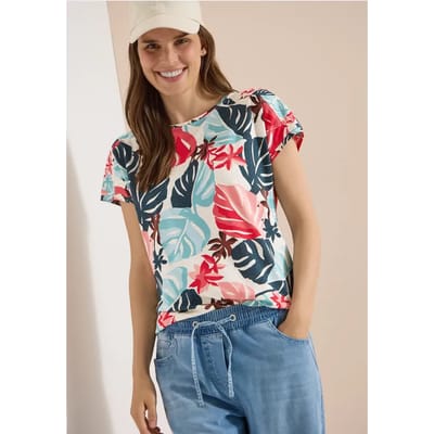 Shirt met boothals en print