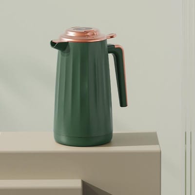 Warmhoudpot Huishoudelijk Hoogwaardig Druktype Grote capaciteit Warmwaterfles Glazen Binnencontainer Warmhoudfles 1600ml groen