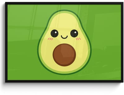 Poster in lijst - Fotolijst 120x80 cm - Posters - Avocado - Groen - Speels - Posterlijst zwart - Decoratie - Wanddecoratie woonkamer - Muurdecoratie slaapkamer