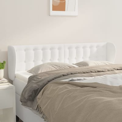 vidaXL - Hoofdbord - met - randen - 147x23x78/88 - cm - kunstleer - wit
