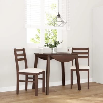 vidaXL - Eetkamerstoelen - met - kussens - 2 - st - massief - hout - rubber - bruin