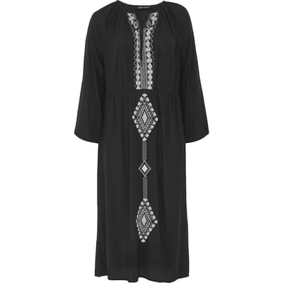 Yours Niimee Zwarte Maxikaftanjurk Van Crinklestofsize 42