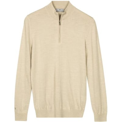 Thomas Maine Trui Half Zip Fine Merino Single Knit Zacht Geel / male