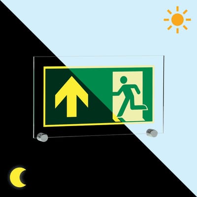 Extra lichtgevend nooduitgang bord pijl boven - acryl