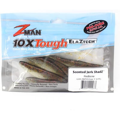 Zman Soft Lure Jerk ShadZ Geparfumeerd 5 Inch 5/Pack Rood Bot (0273)