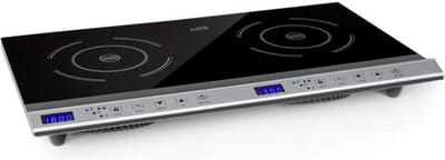 Klarstein Cucinata draagbare kookplaat, dubbele inductiekookplaat, 3100W, touchbediening, pansensor, automatische uitschakeltimer, 10 vermogensniveaus, oververhittingsbeveiliging, kinderslot, glaskeramiek, zilver