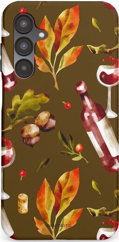 Casetastic Hoesje Geschikt voor Samsung A16 - Stijlvolle Beschermende Duo-layer Case - Rode Wijn Bladeren