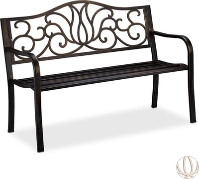 tuinbank - 2 personen - 90 x 127,5 x 63 cm - staal - balkonbank - zwart