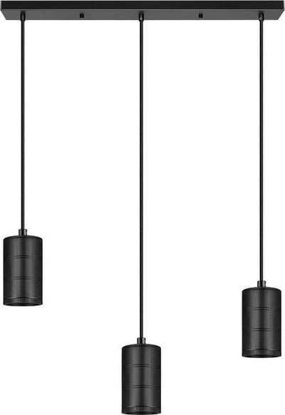 Fittingset E27 rechthoekig - 3 fitting zwart