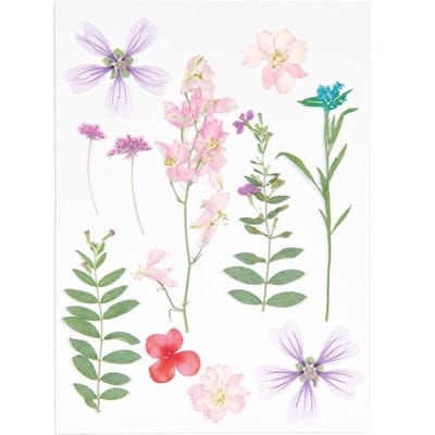 Rico Design mix set geperste bloemen "Roze Violet "