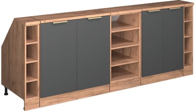 Vicco Rion Kastenset voor schuine wand – 210 cm Set van 5 kastrompen 60 cm diepte Antraciet-goud