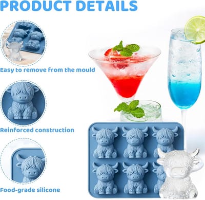 Silicone, 3D Hooglandrund Gemakkelijk Los te Maken, 6 Stuks 14.5x12.5x2.5cm, Hars Gieten Knutselen Feestdecor, Blauwe DIY Chocolade Zeep