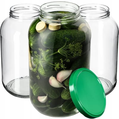 KADAX glazen container Brest 4L 100mm + groene deksel 8st