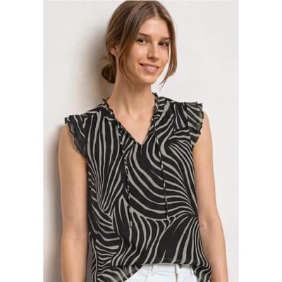 Chiffon bloes met gespleten hals