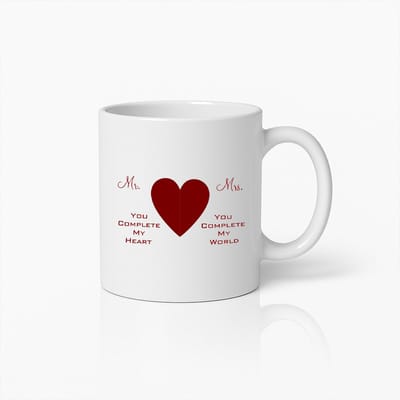Romantische Mr. & Mrs. Koppelmok – “Jij Maakt Mijn Hart & Wereld Compleet” Ontwerp – Perfect Cadeau voor Bruiloften, Jubilea & Valentijnsdag