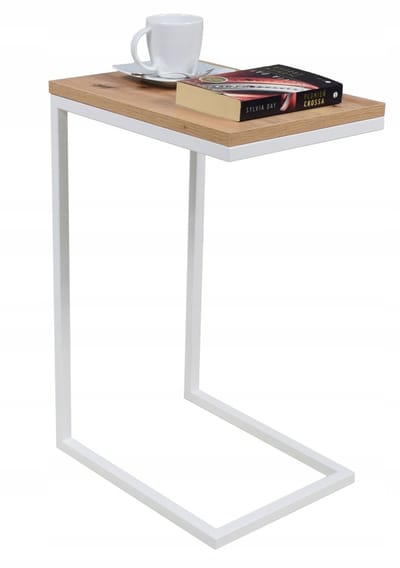 FutuStal Stolik - Bijzettafel - Wit Mat - Dąb Artisan