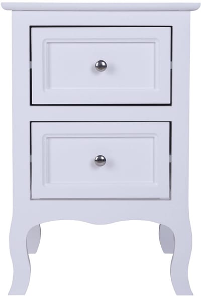 LEADZM Nachtkastje Landelijke stijl - Wit - 60 x 40 x 30 cm - Met 2 lades