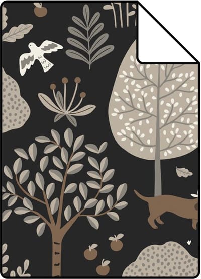 Proefstaal ESTAhome behang honden zwart - 26.5 x 21 cm - 139714-S