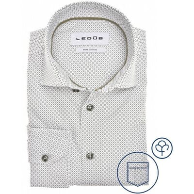 Ledûb Overhemd Allover Dot Check Pattern Pure Cotton Midden Groen / male