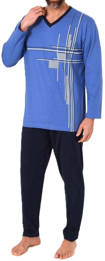 Normann herenpyjama met lange mouwen en print op de voorkant in een elegante look