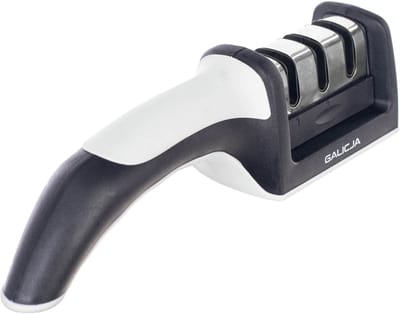KADAX Handmatige messenslijper voor keukenmessen, messenslijper met 3 slijpstanden voor nauwkeurig slijpen, messenslijper met ergonomische handgreep en antislipvoet