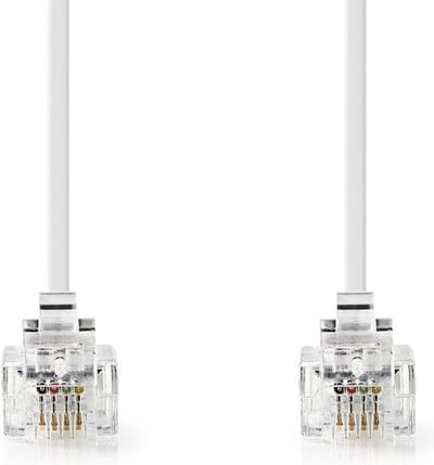 Nedis Telecomkabel - RJ11 Male - RJ11 Male - 5.00 m - Kabel design: Plat - Kabeltype: RJ11 - Transparant / Wit