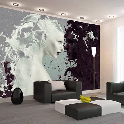 200cm X 140cm - Fotobehang - Licht en donker, zwart wit