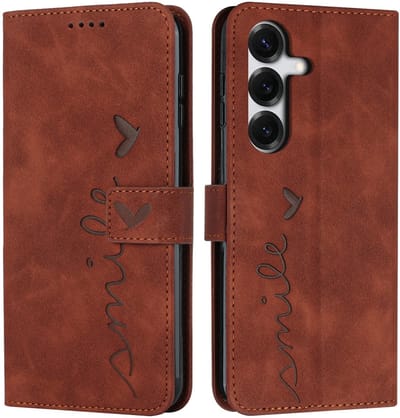 Coverup Hoesje - Geschikt voor Samsung Galaxy S26 Hoesje - Coverup Smile Book Case - Bruin