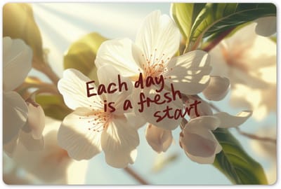 Placemats 45x30 cm - Placemat kunststof - 1 stuk - Bloesems - Zonlicht - Quote - Wit - Borden onderleggers - Decoratie voor op tafel - Keuken tafeldecoratie accessoires - Vinyl onderlegger - Tafelversiering