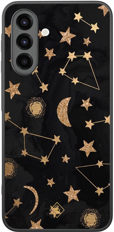 Casimoda® hoesje - Geschikt voor Samsung Galaxy A26 - Counting The Stars - Zwart TPU Backcover - Sterren - Goudkleurig